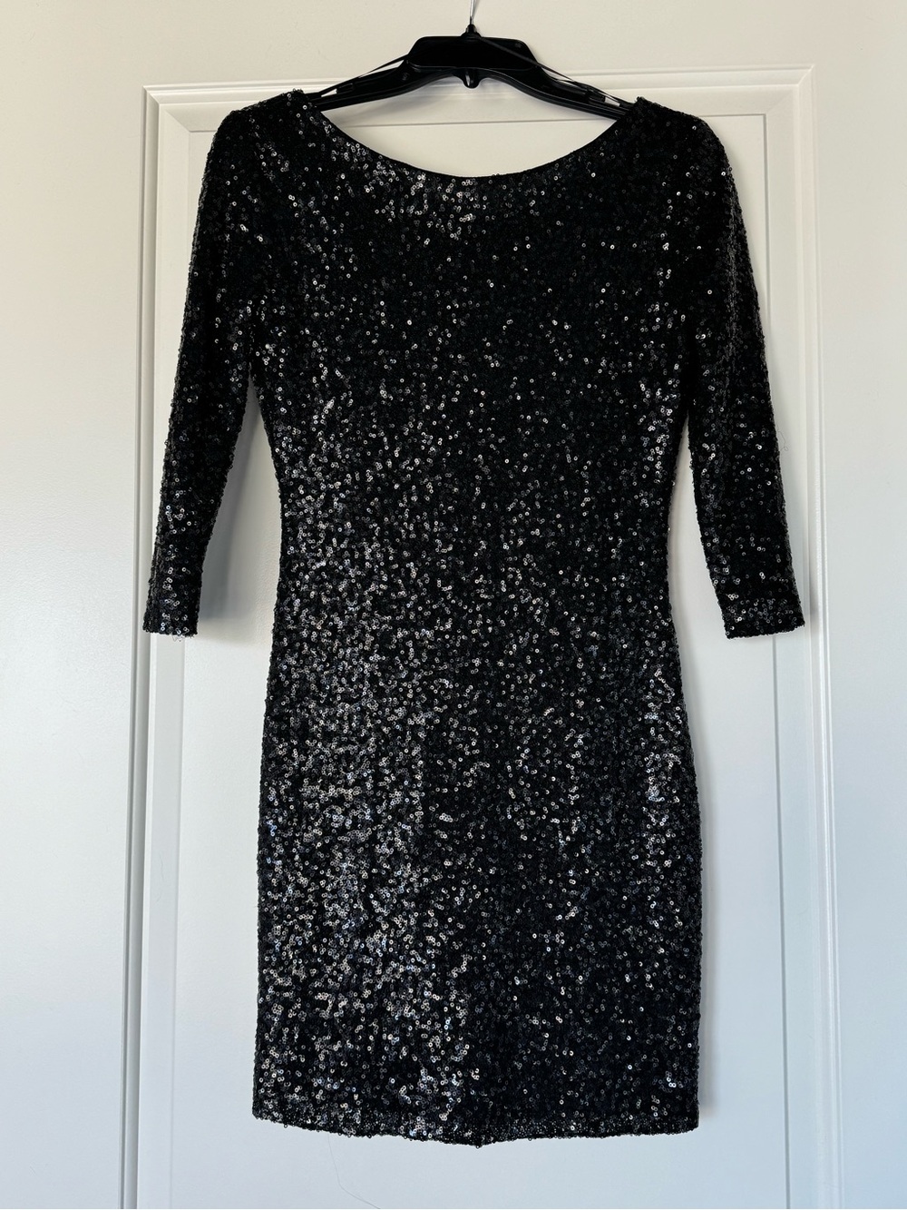 Gianni Bini Black Sequin Long Sleeve Sheath Dress